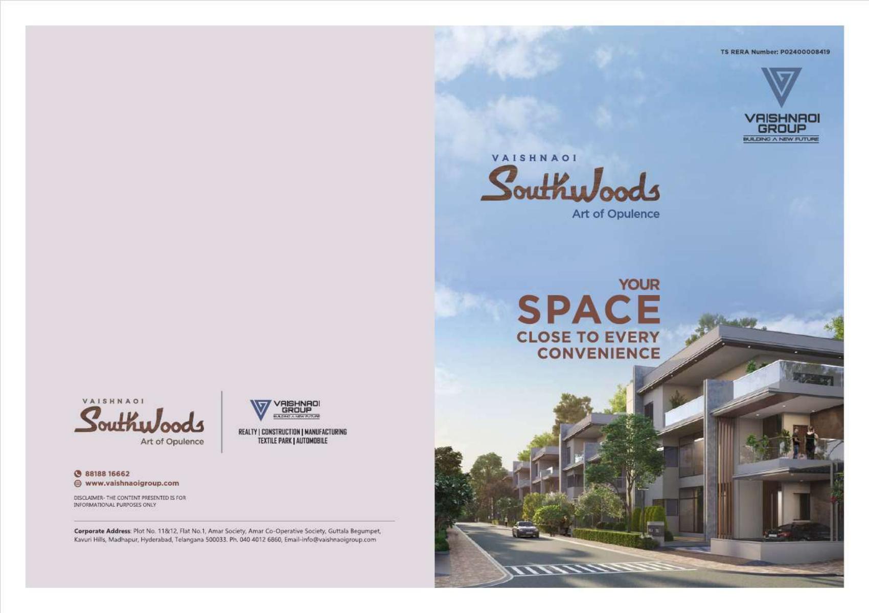 Vaishnaoi Southwoods villa community brochure cover