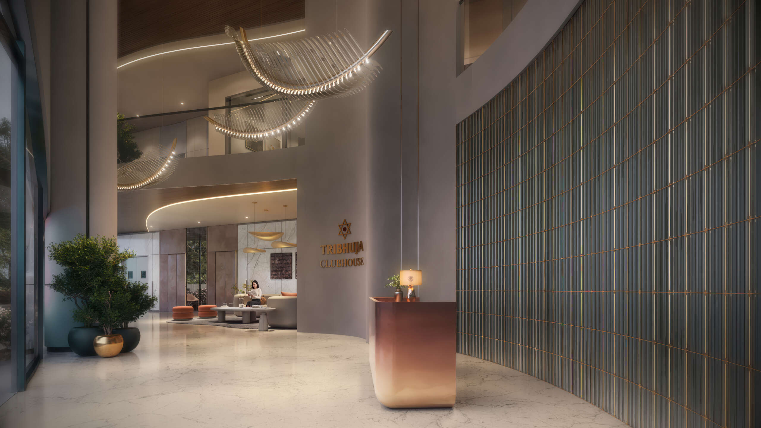 Zuari Tribhuja clubhouse reception render